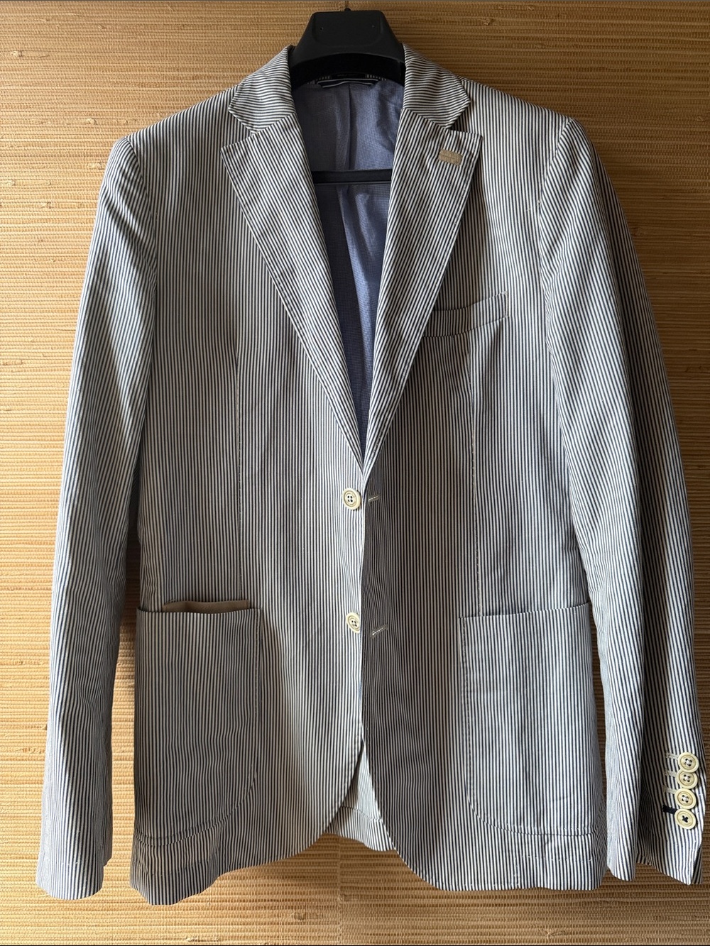 Massimo Dutti Blue & White Seersucker Sport Coat